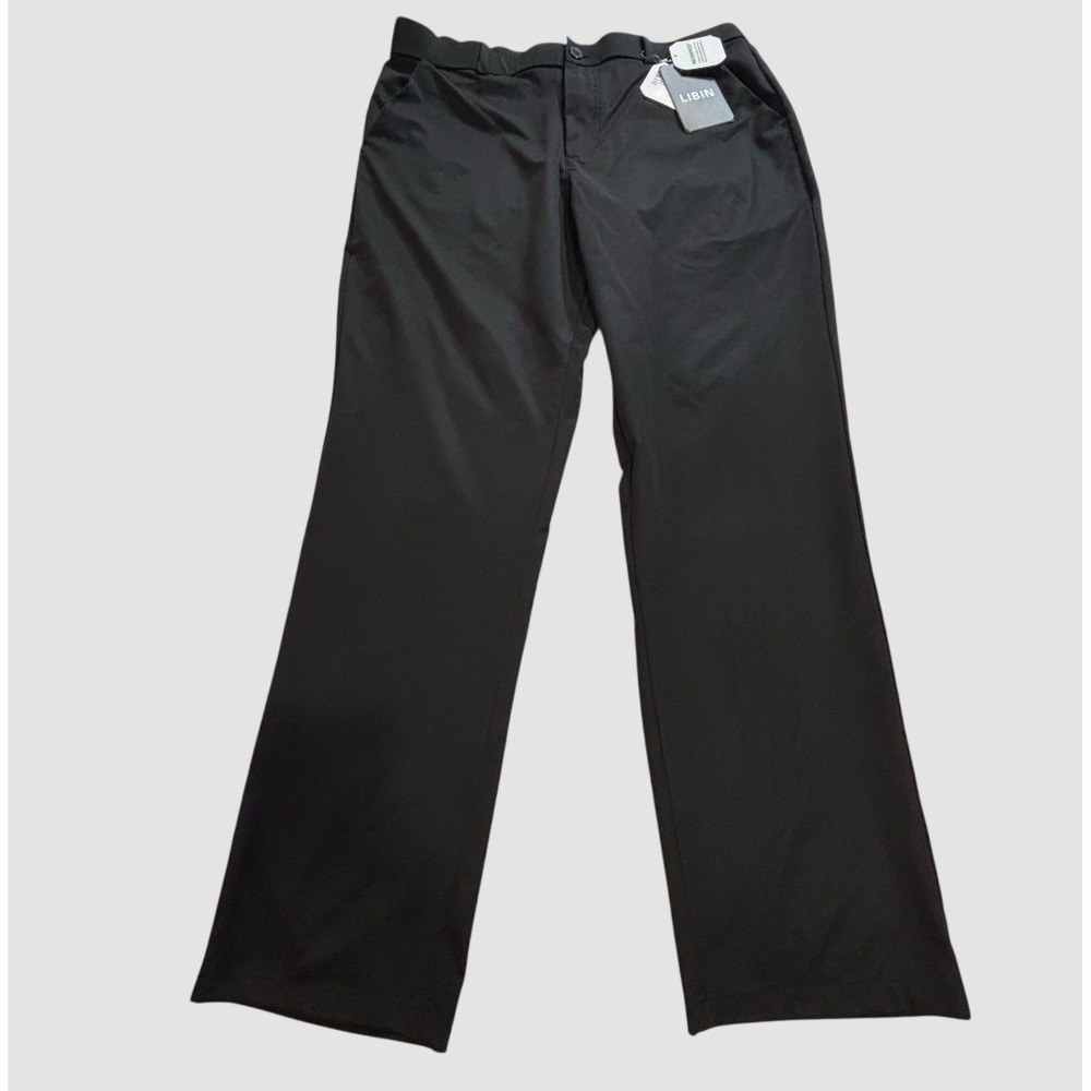 NEW Libin Men's 35x30 Black‎ Golf Pants Stretch Flat Front Water Resistant
